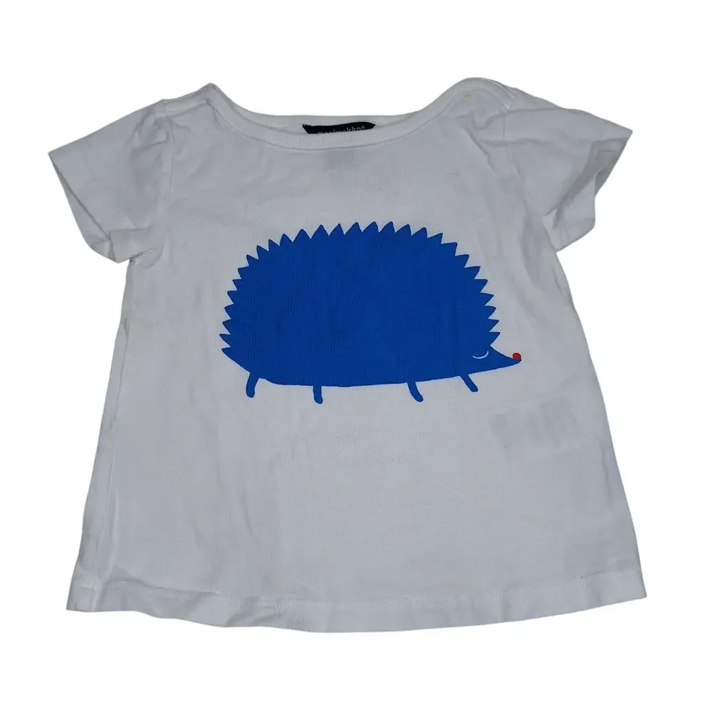 Marimekko Baby Supisee Hedgehog T-shirt 12m Cotton Graphic Scandi Short Sleeve